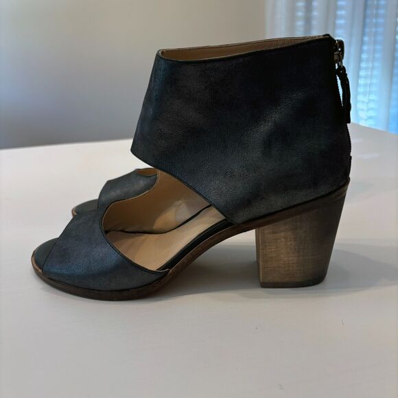 Kelsi Dagger Open Toe Gray Suede Leather Chunky Heels US Size 8 - Picture 2 of 11